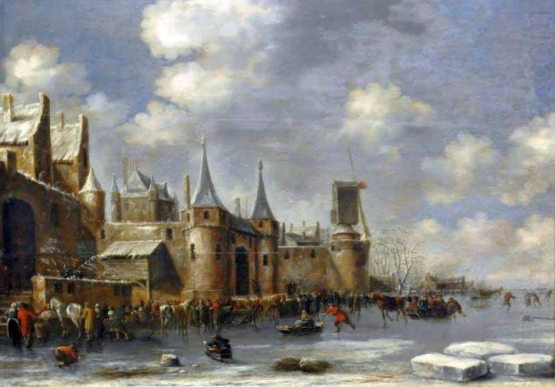 Thomas Hovenden Skaters outside city walls china oil painting image